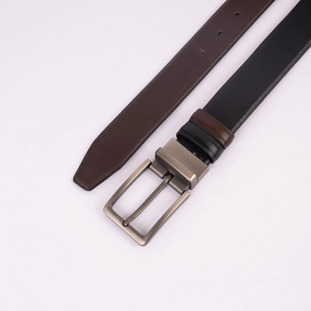 Reno Leather Moving Belt-Black & Chocolate-Belt012